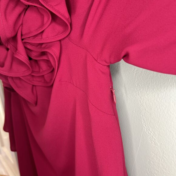 Halston Heritage Flowy Mini Dress Off The Shoulder Ruffle Trim Pink Women’s 2 - Picture 11 of 13